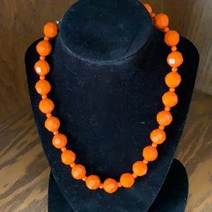Vintage Multi-Faceted Orange Bead Choker Necklace. 8 Inches.